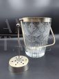 Vintage crystal ice bucket with ice strainer