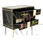 Dresser with three drawers in black and colored glass