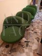 Set of 4 vintage office chairs in green fabric