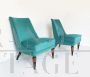 Pair of vintage design armchairs from 1970s in teal velvet