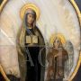 Antique painting on onyx from the 17th century with Santa Francesca Romana and angel