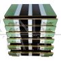 Small tallboy dresser with vertical lines in colored glass