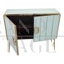 Design sideboard with two doors in white glass and brass