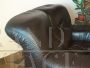 Set of 3 vintage armchairs in full grain black leather, 1970s