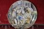 Large antique 18th century majolica plate with life scene