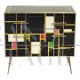 Dresser with three drawers in black and colored glass 