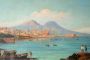 Group of 4 antique paintings with views and glimpses of Naples