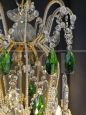 Florentine style chandelier with green crystal drops