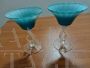 Pair of Florence bombonière glass vases from Empoli in light blue glass