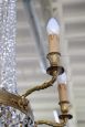 Antique chandelier from the late 19th century in gilded bronze with crystal drops