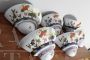 Set of six painted ceramic wall lights, Faenza model, signed Giordano