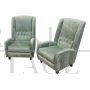 Pair of vintage style armchairs in sage green velvet