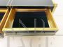 Vintage black glass and brass console desk, 1970s