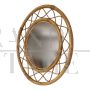 Round woven rattan wall mirror