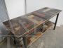 Industrial workshop industrial table in patchwork wood from the 70s