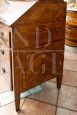 Antique Louis XVI dresser with drop-down top, in walnut with inlays