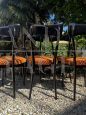 Set of six Ico Parisi chairs in black stained wood with padded seat, Italy 1950s