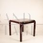 Orsay 54A table by Gae Aulenti for Knoll with glass top, burgundy color