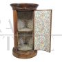 Antique wooden cylinder bedside table