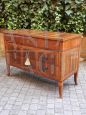 Antique Louis XVI chest of drawers veneered in walnut and threaded