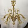 Venini Murano glass chandelier in amber color from the 1930s, restored