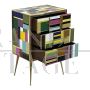 Small dresser with three drawers in multicolored Murano glass