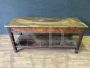 Large antique larch workbench table