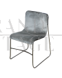 Set of 5 vintage stackable chairs in steel and gray velvet