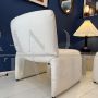 Vintage armchair with a modern design in white velvet, 1970s