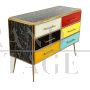 Vintage style 6 drawer dresser in multicolor glass