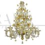 Gold crystal Murano glass chandelier with golden flowers in Rezzonico style