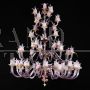 Magnolia chandelier in pink Murano glass