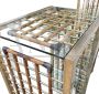 Large Marango bookcase by Alberto Smania in bamboo, brass and leather