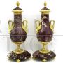 Antique pair of Napoleon III vases in gilded bronze and marble, 19th century