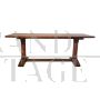 Large refectory tavern table in walnut wood, Italy 1970s