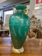 Vase by Flavio Poli for Seguso in green Murano glass with bubbles