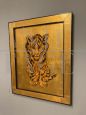 Contemporary painting with a tiger on a gold background, 20th century