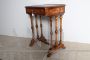 Antique Louis Philippe sewing table or bedside table in inlaid walnut