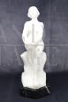 Art Deco woman sculpture in white marble