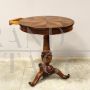 Antique round Louis Philippe coffee table in inlaid walnut, Italy 19th century