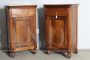 Pair of antique Charles X Italian bedside tables in solid walnut