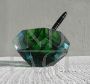 Seguso ashtray bowl in faceted green Murano glass, 1970s