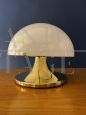 1970s mushroom table lamp in white plexiglass and brass