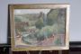 Antique rare double-sided watercolor landscape painting, 19th century 