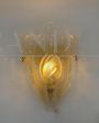 Pair of golden tulip wall lights in Murano glass