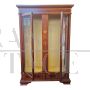 Antique style bookcase display cabinet inlaid and with silk-screened glasses