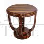 Round Art Deco style coffee table in walnut wood