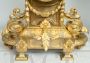 Antique Napoleon III mantel clock triptych in gilt bronze