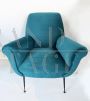 Pair of petrol blue 1950s armchairs in Gigi Radice style