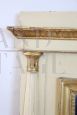 Large antique white and gold lacquered overmantle mirror, early 19th century